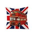 Federa britannica con classico autobus rosso di Londra e motivo della Union Jack - Jym012-2 / 45x45 Quadrato (Senza Imbottitura)