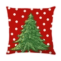 Housse de coussin de Noël rouge avec sapin et pois blancs sur textile de lin - Rouge à Pois Arbre de Noël (JYM188-4)