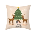 Kerst kussensloop met rendier en boom op zachte perzikhuid fluwelen stof - Kerstboom en Symmetrische Rendieren (TPR420-12) / 45x45CM (Zonder Kern)