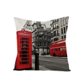 Square pillowcase featuring London red bus and telephone booth print on white background - London Street Red Elements Photography Style (JYM012-9)