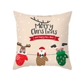 Kerst kussensloop met feestelijke rendier- en kerstmanprint op crème stof - Kerstwant en Cadeaudoos Elementen (TPR420-14) / 45x45CM (Zonder Kern)