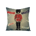 British Royal Guard print cushion cover with I LOVE LONDON heart motif and red uniform - British Royal Guard Illustration Style (JYM012-10)