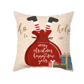 Kerstkussensloop met rood cadeauzakontwerp, grappige benen en ho-ho prints op de voorkant - Kerstzak en Benen Grappig Ontwerp (TPR420-16) / 45x45CM (Zonder Kern)