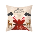 Kerst kussenhoes met kerstman benen en rendier cartoon op perzikhuid stof - Kerstzak en Rendier Print (TPR420-17) / 45x45CM (Zonder Kern)