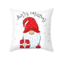 Funda de cojín navideña con gnomo y estampado Merry Christmas en piel de melocotón - Gnomo de Navidad con Caja de Regalo (TPR421-15)