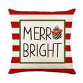 Weihnachtskissenbezug mit roten Streifen und Merry Bright festlichem Geschenk-Druck - Frohe Helle Streifen (JYM192-4)