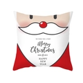 Kerst kussensloop van perzikhuid stof met kerstmanmotief en feestelijke belettering - Witte Antropomorfe Kerstman Gezicht Ontwerp (TPR420-21) / 45x45CM (Zonder Kern)