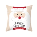 Witte kerstkussensloop met schattige kerstman-print en een feestelijke rode banner - Kerstman met Muts en Witte Baard Print (TPR420-22) / 45x45CM (Zonder Kern)