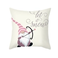Funda de cojín de piel de melocotón con gnomo de dibujos y texto Let It Snow de hogar - Gnomo con Flecha de Amor y Gorro Rayado (TPR421-20)