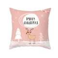 Roze kerstkussensloop met rendierillustratie en Merry Christmas tekst voor banken - Roze Achtergrond Sneeuw Rendier Illustratie (TPR420-23) / 45x45CM (Zonder Kern)