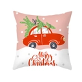 Kerst kussensloop met rode auto en kerstboom print op perzikzacht fluweel stof - Rode Auto met Kerstboom Illustratie (TPR420-24) / 45x45CM (Zonder Kern)
