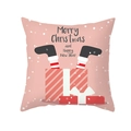 Roze kerstkussensloop met feestelijke geschenkdoos en cartoon benen ontwerp - Roze Basis Grappige Cadeaudoos en Benen (TPR420-26) / 45x45CM (Zonder Kern)