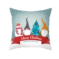 Funda de cojín navideña con muñeco de nieve y gnomos en tela de piel de melocotón azul - Diseño de Muñeco de Nieve y Árbol Azul Hielo (TPR421-26)