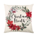 Funda de cojín navideño de poliéster con estampado floral para sofá y decoración - Estilo Corona de Navidad (JYM196-1)
