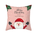 Roze kerstkussensloop met cartoon kerstman en Merry Christmas opdruk - Lichtroze Basis Chibi Kerstman Patroon (TPR420-29) / 45x45CM (Zonder Kern)