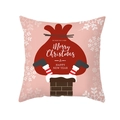 Kerst kussensloop in het roze met cartoon ontwerp van de cadeautas van de Kerstman - Lichtroze Kerstzak en Schoorsteen (TPR420-30) / 45x45CM (Zonder Kern)