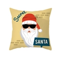 Funda de cojín Secret Santa con Papá Noel y gafas de sol sobre fondo beige - Diseño de Papá Noel con Gafas de Sol SECRET (TPR421-31)