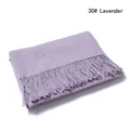 Solid light purple wool scarf with fringe tassels in a folded display for winter - 30# Light Purple