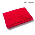 Classic red wool scarf with fine tassels in a folded presentation for winter warmth - Red