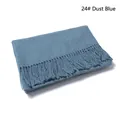 Solid light green wool scarf with fringe tassels in soft knitted fabric for winter - 24# Light Green