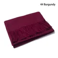 Classic wine red wool scarf with fringe tassels shown in a thick folded texture - 5# Wine Red