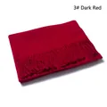 Soft wool blend tassel scarf in jujube red color for women and men winter wear - Wine Red