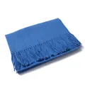 Solid denim blue wool scarf with elegant long fringe detail for autumn and winter - 26#Denim Blue
