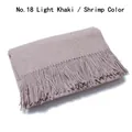 Soft wool feel scarf in light khaki color with fine fringe tassel edge detail - 18# Shrimp Pink / Light Khaki