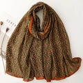 Châle long pour femme vert foncé avec motif cachemire et accents orange élégants - Orange Vert