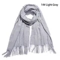 Classic soft solid wool scarf with tassels in light grey finish for men and women - 14# Light Gray
