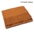 Solid earthy yellow wool scarf for women and men featuring classic fringe edges - 11# Earthy Yellow