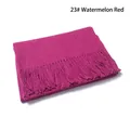 Watermelon red solid wool scarf for winter with decorative fringe and soft texture - 23# Watermelon Red