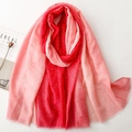 Detail of gradient red linen-feel scarf with gold foil dots and frayed edges macro view - Red Gradient