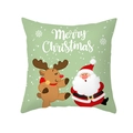 Kerstkussenhoes met kerstman en rendier op een lichtgroene achtergrond - Lichtgroene Basis Kerstman en Rendier (TPR420-33) / 45x45CM (Zonder Kern)