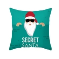 Funda de cojín verde azulado con Papá Noel de dibujos y texto Secret Santa - Diseño de Papá Noel Cian con Gafas SECRET (TPR421-33)