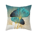 Navy blue and gold ginkgo leaf print peach skin pillowcase for sofa decor - 45x45 Square (No Insert) / Ginkgo Leaf Pattern (TPR470-1)