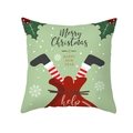 Lichtgroene kerstkussenhoes met elfenpoten en vrolijke kerstprint - Lichtgroene Basis Rode Zak met Benen (TPR420-34) / 45x45CM (Zonder Kern)