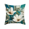 Square peach skin pillow case with vintage magnolia floral print on teal background - 45x45 Square (No Insert) / Vintage Magnolia (TPR470-3)