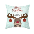 Blauwe kerstkussensloop met cartoon rendier en witte sneeuwvlokken patronen - Lichtblauwe Basis Cartoon Rendier (TPR420-38) / 45x45CM (Zonder Kern)