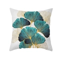 Square peach skin pillowcase with teal and gold ginkgo leaf print on marble background - 45x45 Square (No Insert) / Marble Texture Ginkgo (TPR470-5)