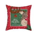 Kerst kussenhoes met rendierprint in rood en groen met witte sneeuwvlokken - Rood Groen Half Gezicht Rendier (TPR420-39) / 45x45CM (Zonder Kern)