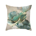 Artistic cushion cover with teal floral print and gold lines on textured fabric - 45x45 Square (No Insert) / Gold Line Abstract Floral (TPR470-6)