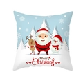 Funda de almohada navideña con Papá Noel y renos de dibujos animados en tela piel de melocotón - Trío de Papá Noel Reno y Muñeco de Nieve (TPR421-39)