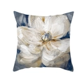 Artistic oil painting style floral peach skin cushion cover with white flower print - 45x45 Square (No Insert) / Creamy White Art Floral (TPR470-8)
