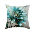 Peach skin pillowcase featuring artistic blue watercolor flower with gold outlines - 45x45 Square (No Insert) / Peacock Blue Watercolor Floral (TPR470-10)