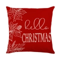 Roter Weihnachtskissenbezug mit weißen Tannenzapfen-Motiven und hello CHRISTMAS Schriftzug - Roter hello CHRISTMAS Stil (JYM216-4) / 45*45cm (Ohne Kissenfüllung)