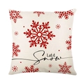 Festlicher Let it Snow Kissenbezug mit roten Schneeflocken auf Leinenstoff für Weihnachten - Cremefarbener Let it Snow Stil (JYM216-2) / 45*45cm (Ohne Kissenfüllung)