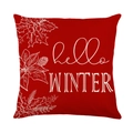Roter Weihnachts-Kissenbezug mit weißem Hello Winter Schriftzug und Schneeflocken-Mustern - Roter hello WINTER Stil (JYM216-1) / 45*45cm (Ohne Kissenfüllung)