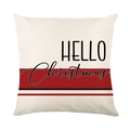 Christmas striped pillowcase with Hello Christmas print in beige and red polyester - HELLO Christmas Color Block Style (JYM224-2)