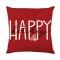 Red Christmas pillow cover with Happy Holidays text and festive bauble graphics - HAPPY holidays Red Ornaments Style (JYM224-4)